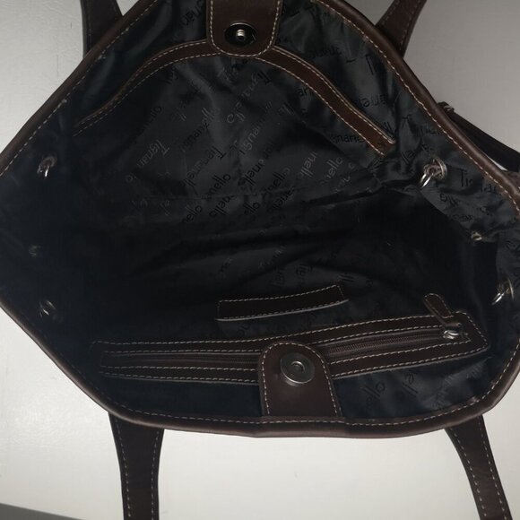 Tignanello Ladies Black & Brown Pebble Finish Faux Leather Handbag - Picture 5 of 9